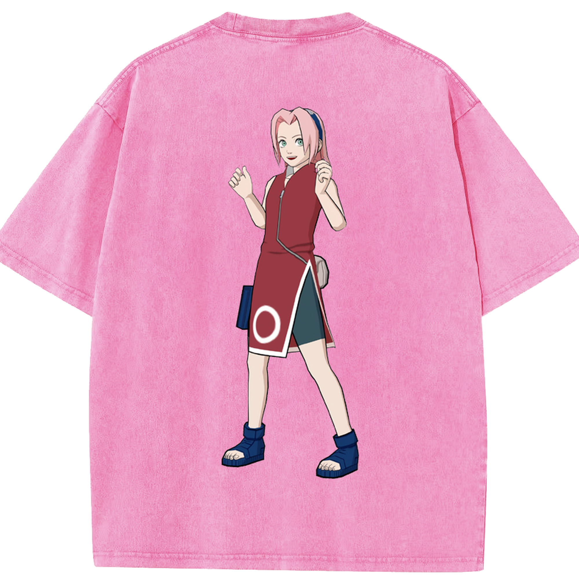 （画像用） NARUTO -ナルト- 春野サクラ Haruno Sakura 綿100% ヴィンテージ風 半袖Tシャツ（背面プリント）